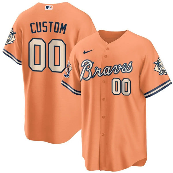 Custom Atlanta Braves Peaches n Cream Jersey - Peach
